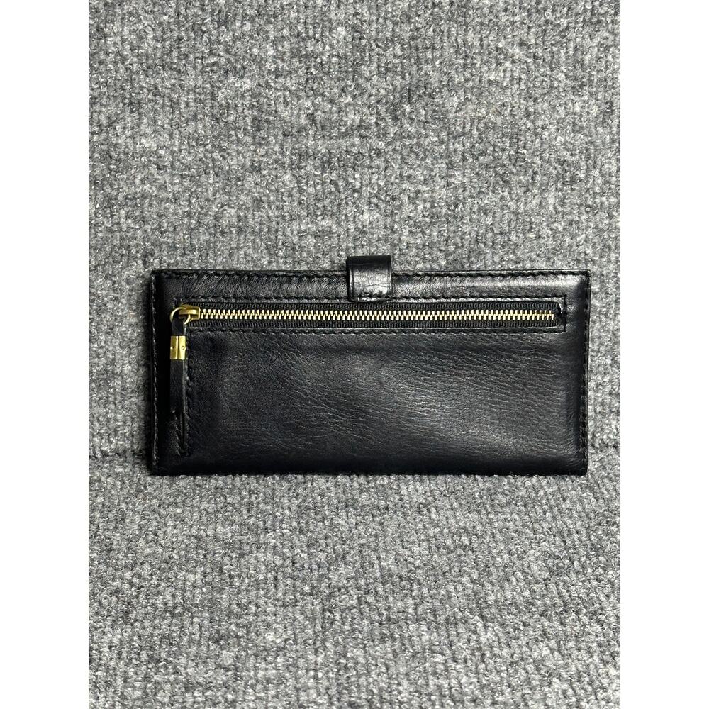 Madewell black leather Post wallet bifold tab closure sustainable 3.5x7.5 slim - Picture 2 of 9